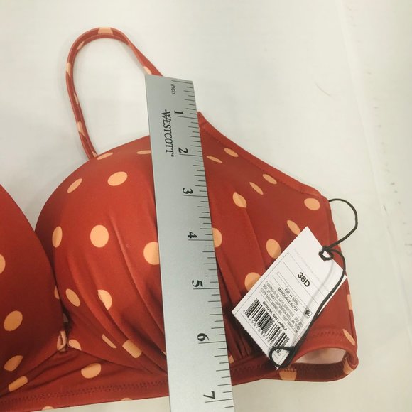 Shade And Shore Women's Size 36D Bikini Swim Top Underwire Brown Polka Dot New - Picture 11 of 13